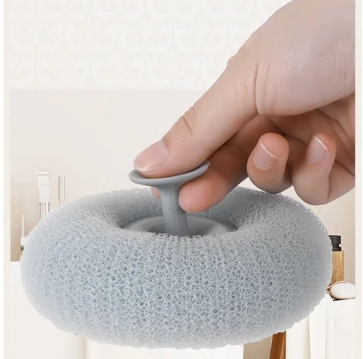 Round Scrubber Bath Sponges Body Scrubber Loofah Rich Foaming Mesh With Suction Cup Dots For Room