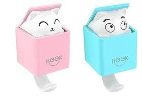 Open Close Cat Sticker Household Cartoon Cat Decorative Hooks Key Holder Wall Mounted Adhesive Coat Hanger Hat Rack Sundries Organizer Accessories