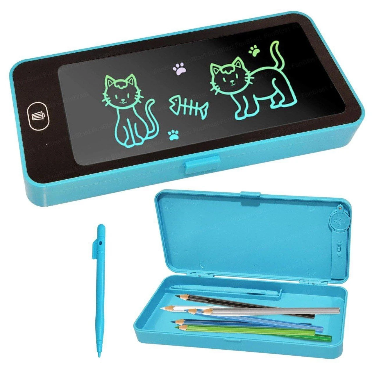 FunBlast Writing Tablet Pencil Case for Kids – 2 in 1 LCD Digital Slate for Kids, E-Note Pad, Pencil Box for Kids, Doodle Writing Board for School Going Kids, Educational Toys for Kids