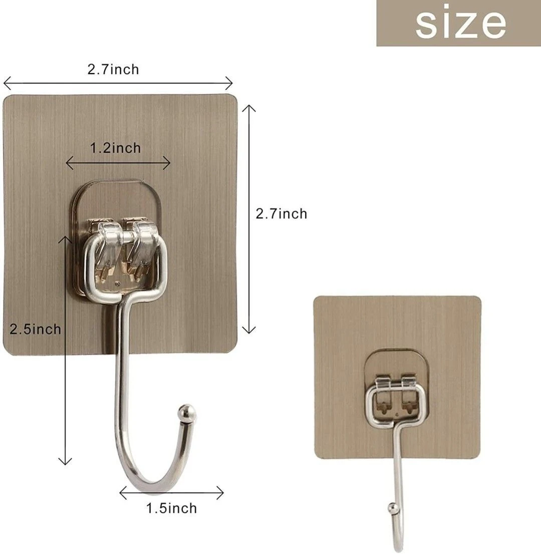 Hook Hanger Golden Wall Hooks Hanger for Hanging Clothes Strong Self Adhesive Magic Sticker Home Kitchen Bathroom Bedroom Door Organizers