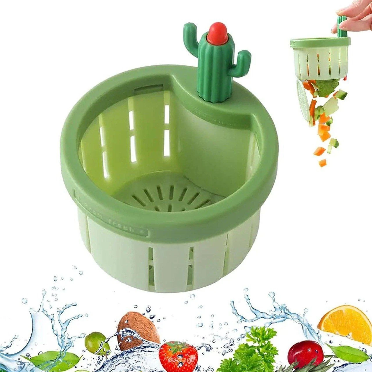 Sink Filter Basket Cactus Kitchen Sink Drain Strainer, Press Automatic Dumping Basket, Kitchen Waste Collector Filter