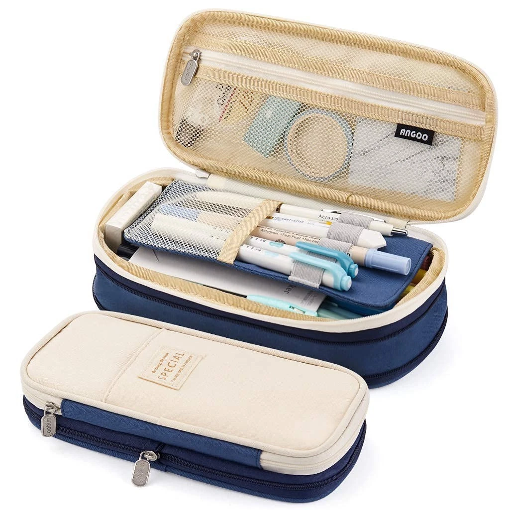 Canvas Big Capacity Pencil Pen Case Office College School Large Storage High Capacity Bag Pouch Holder Box Organizer