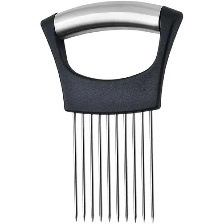 Stainless Steel Onion Holder for Slicing, Vegetable Potato Cutter Slicer, Onion Cutting Tool, Stainless Steel Cutting Kitchen Gadgets