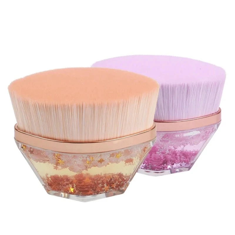Foundation Brush, Premium Quicksand Kabuki Makeup Brush Flat Top Hexagon Makeup Brush with Case