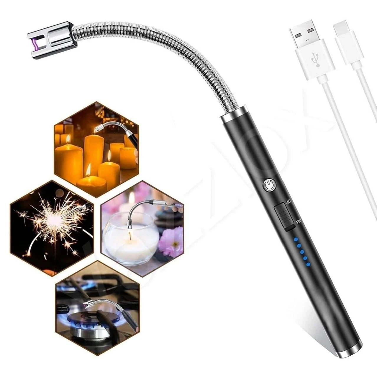 USB Gas Lighter With Cable | USB Flexible Rechargeable Electric Lighter | USB Rechargeable Electric Lighter