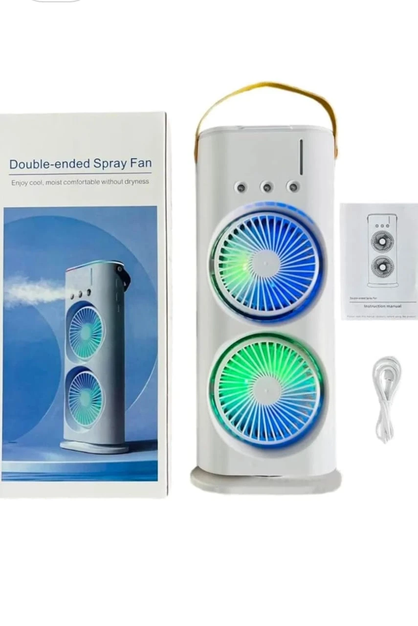 Double Ended Mist Spray Cooler Fan, USB Rechargeable Mini Desktop Cooler with Water Mist, Portable Travel Cooling Device for Office and Home, Ideal Summer Gift