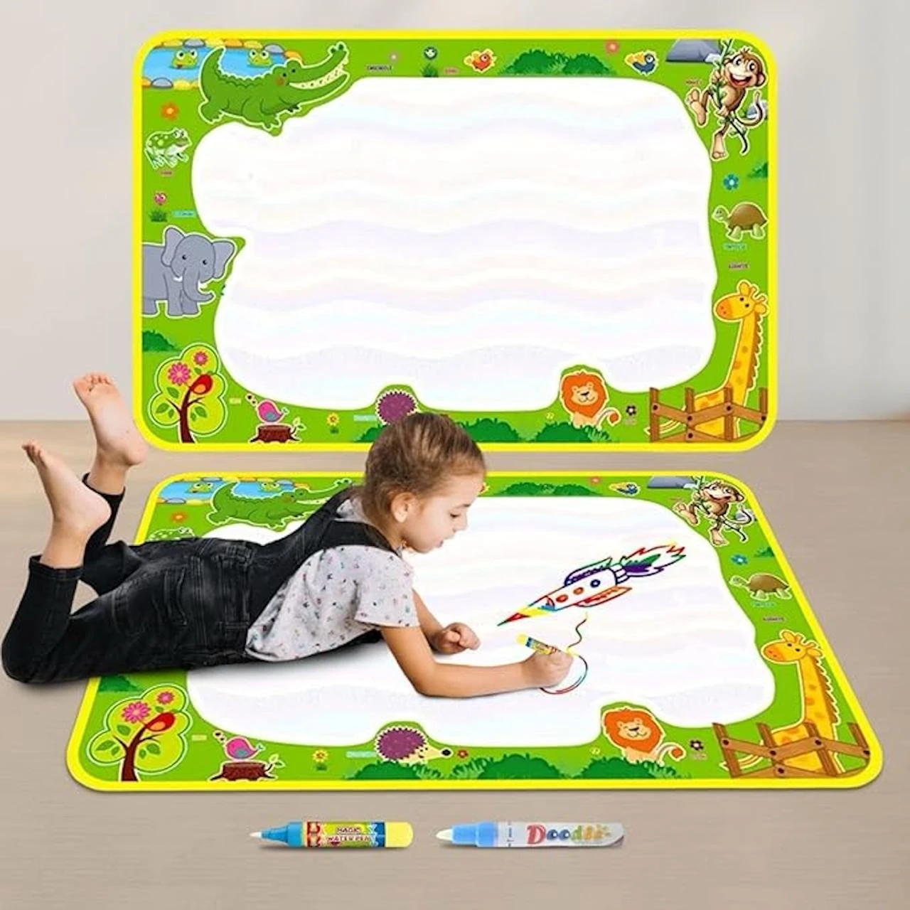 Kids Magic Water Drawing Mat | Reusable Water Mat | Water Doodle Mat for Kids (70*50 Cms With 2 Water Pens)