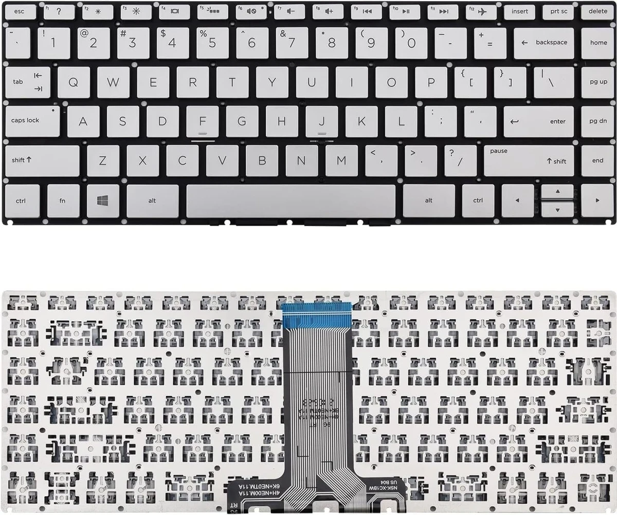 Laptop Keyboard For HP Pavilion 14-SBA Series,14-BS Series, 14T-BA Series Laptops Silver With Backlight