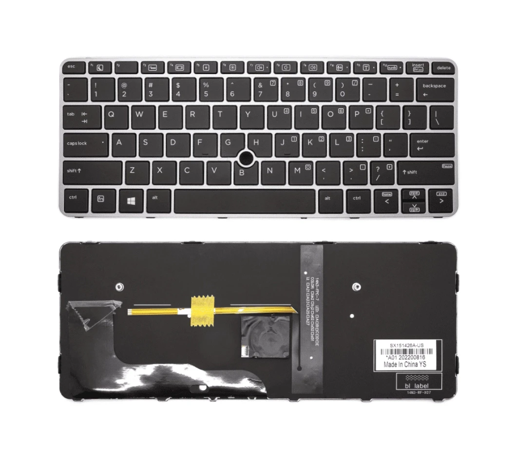 Laptop Keyboard For HP EliteBook 820 G3, 826630-B31, 828 G3, 725 G4 Laptops With Silver Frame