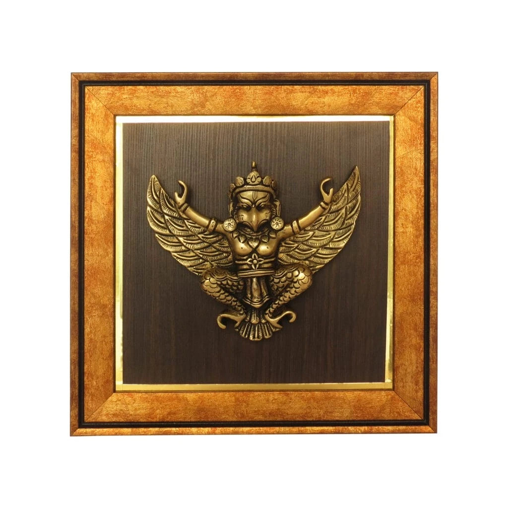 Brass & Fiber garuddev wall hanging frame for Home Décor 10″ Inch (WITH Frame)