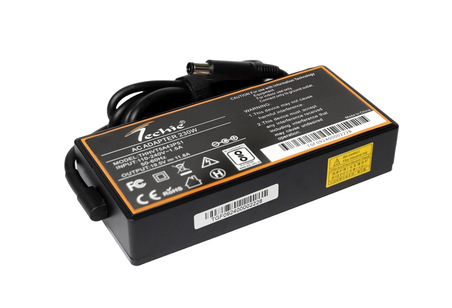 230W Laptop Charger for MSI Alpha 15 A3DC, A3DD, GE65 Raider, GE75 Raider, GL65 Leopard Series (19.5V, 11.8A) 7.4*5.0MM