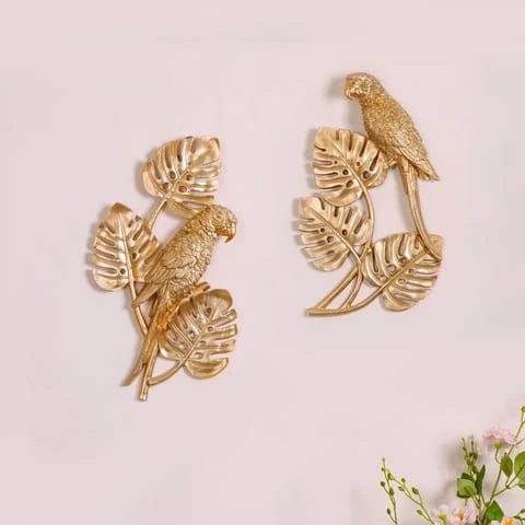 Parrot Monstera Wall Decor Gold