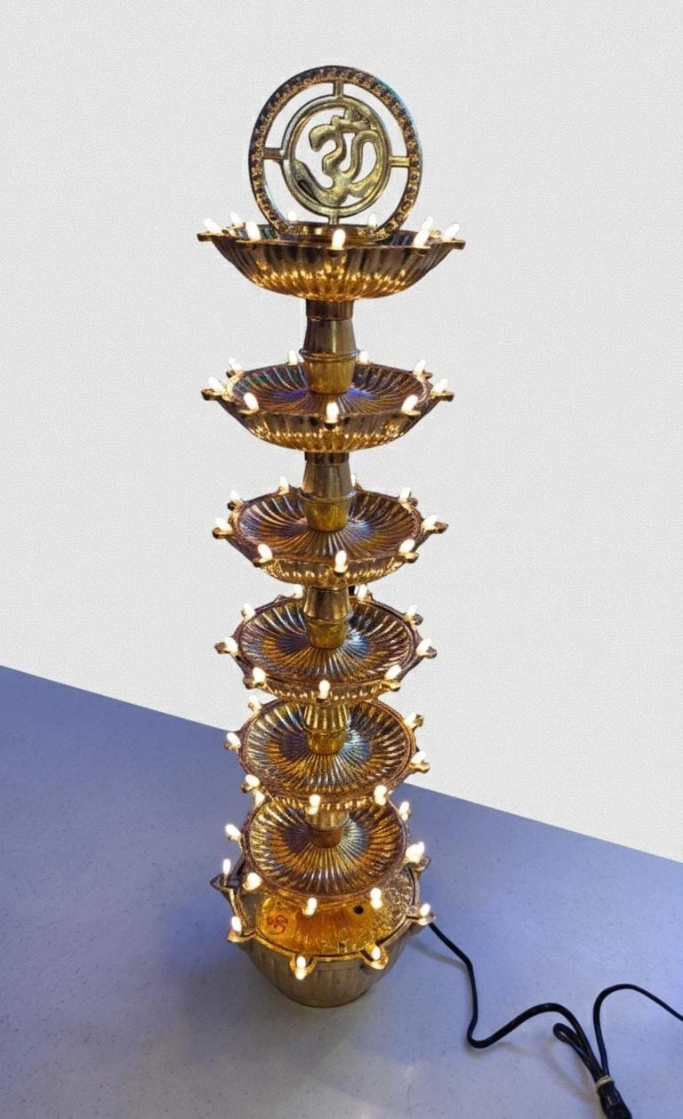 6 Layered 30 Led Electic Gold Led Bulb Light Diya