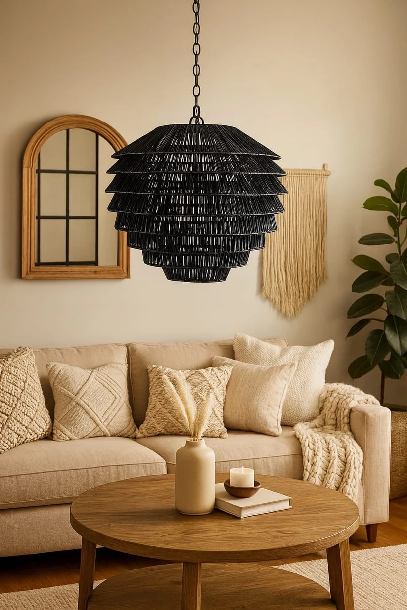 Chandelier for Drawing Room | Cane Hanging Light