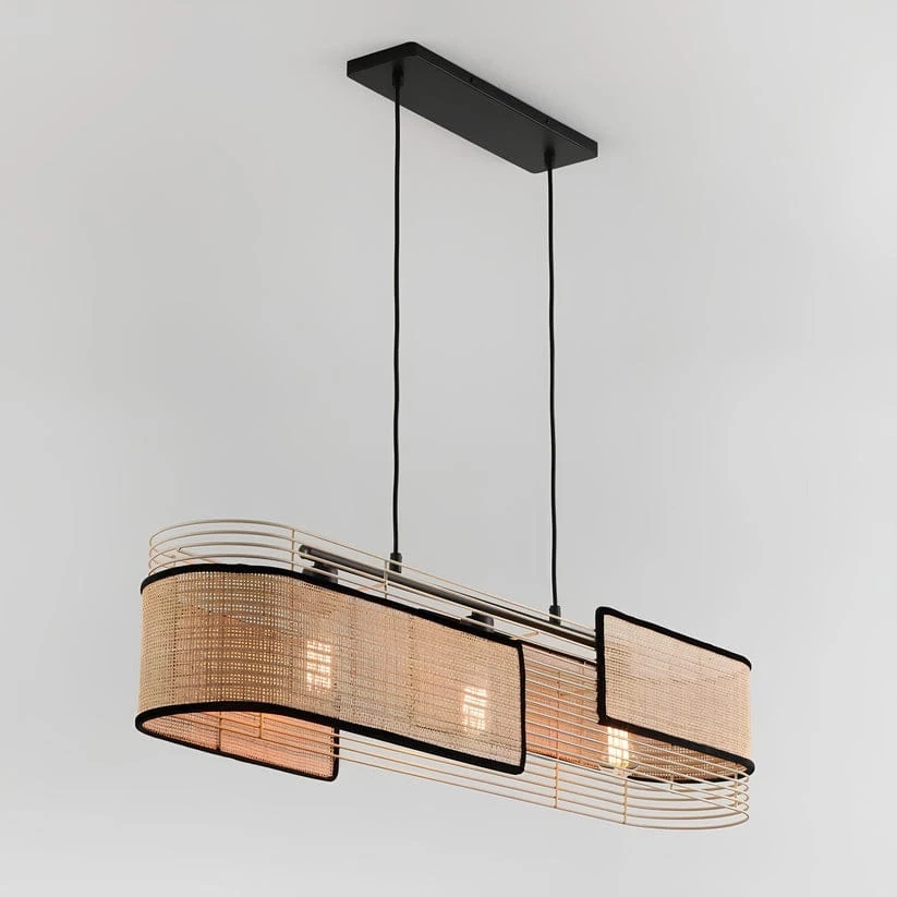Wicker Chandelier for Staircase | Rattan Hanging Light
