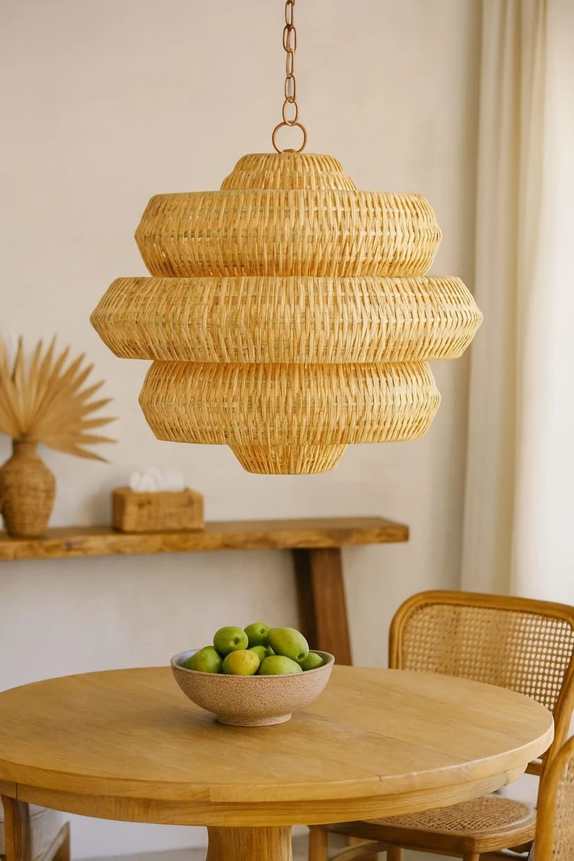 Hanging Light for Dining Room | Rattan Pendant Lamp