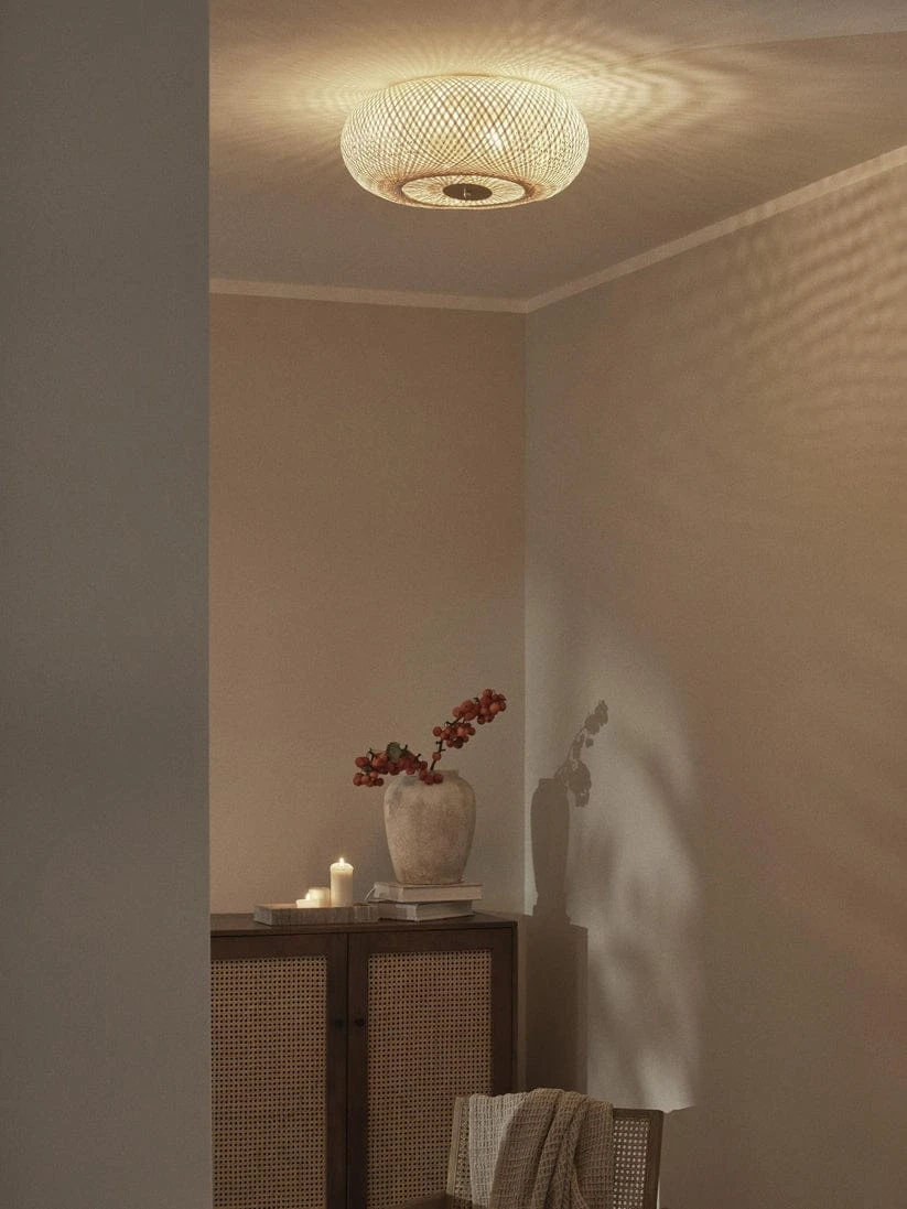 Ceiling Light for Kitchen | Rattan Flush Mount Lamp