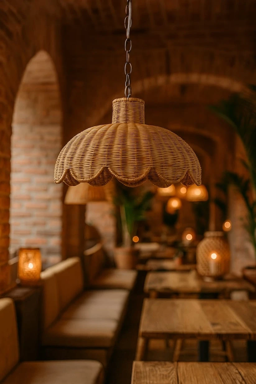 Wicker Hanging Light for Kitchen | Rattan Pendant Lamp