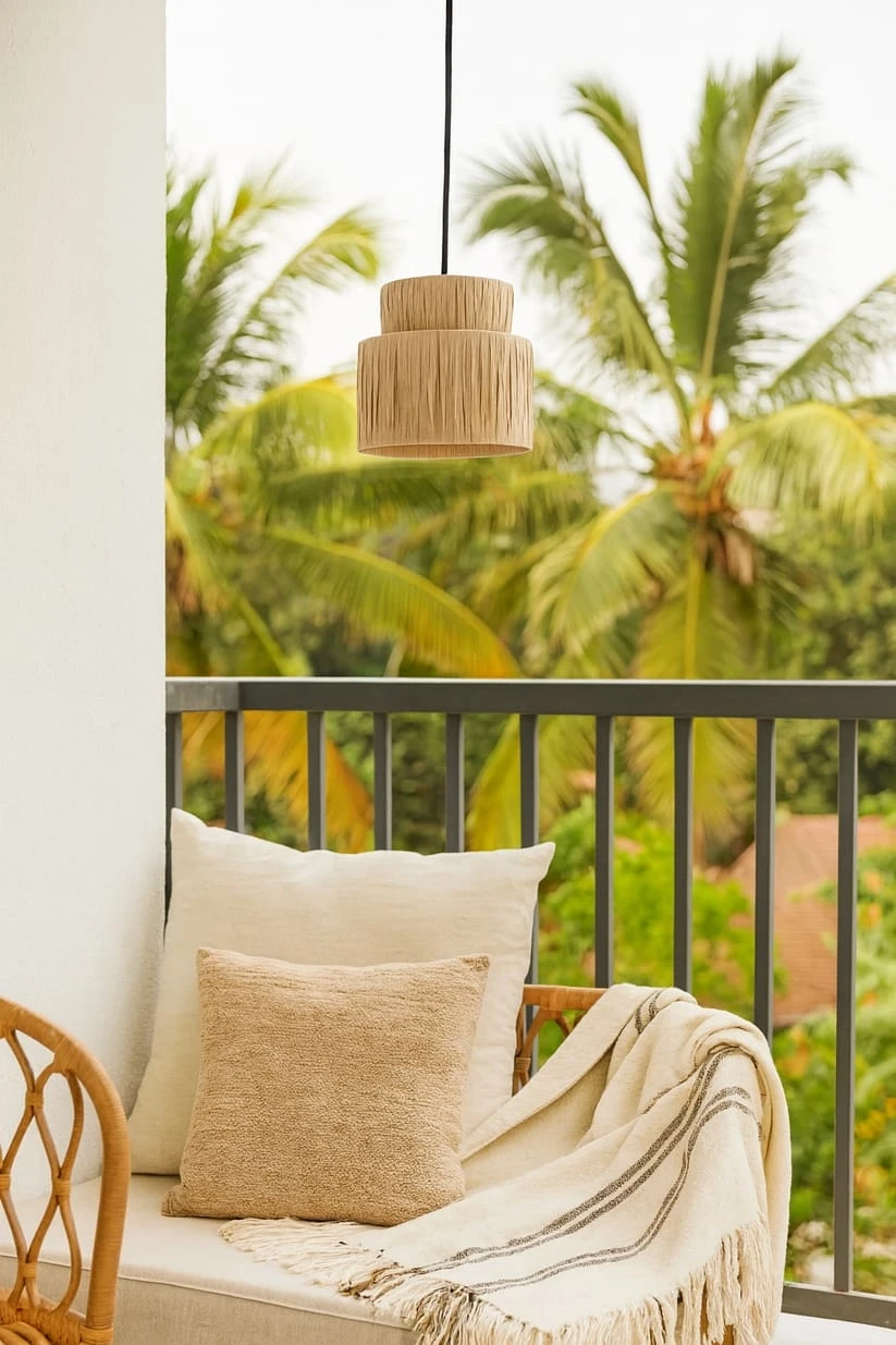Raffia Hanging Light for Kitchen | Natural Pendant Lamp