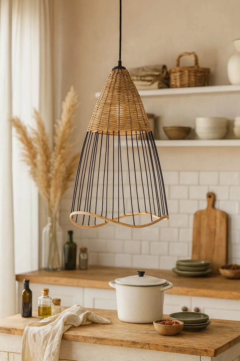 Bamboo Hanging Light for Drawing Room | Rattan Pendant Lamp