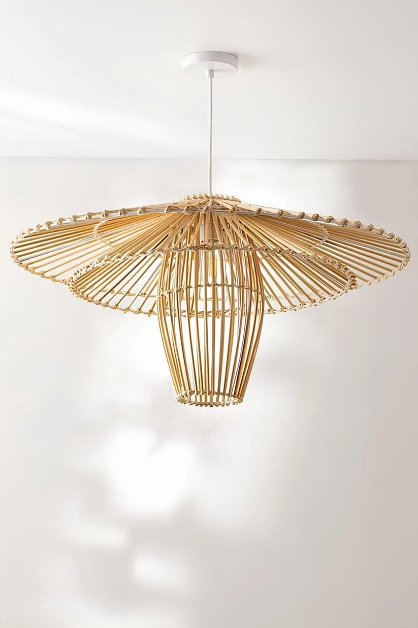Bamboo Hanging Light for Bedroom | Cane Pendant Lamp