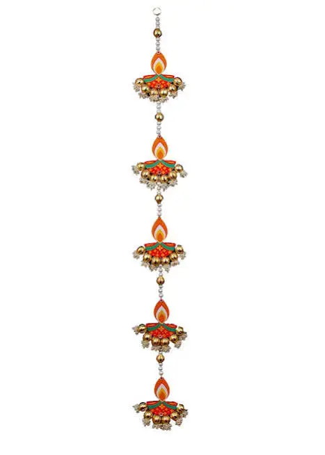 Multi Color Lotus Crystal Diamond Wirh Golden Caps,Door Hanging Latkan Toran for Main Door Multi Colour Beads Size