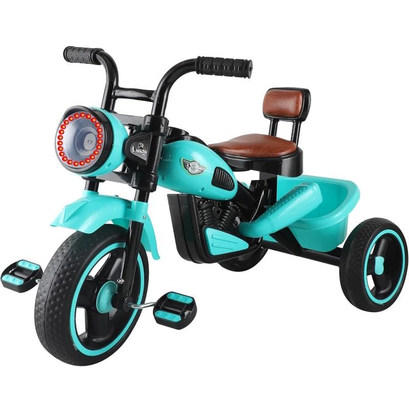 ninja-plug-n-play-durable-kidspedal-baby-tricycle-storage-basket-leather-seat-led-headlight-music-for-18-months-to-5-yearsboysgirls-igloo-ig-11