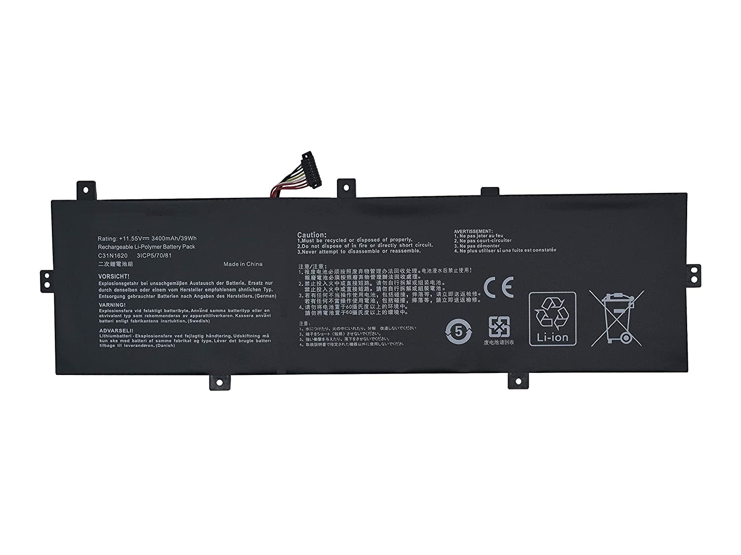 Compatible Battery for Asus Ux430un – UX430, C31N1620, 3ICP5/70/81 Laptops (3400mAh, 3-Cell)