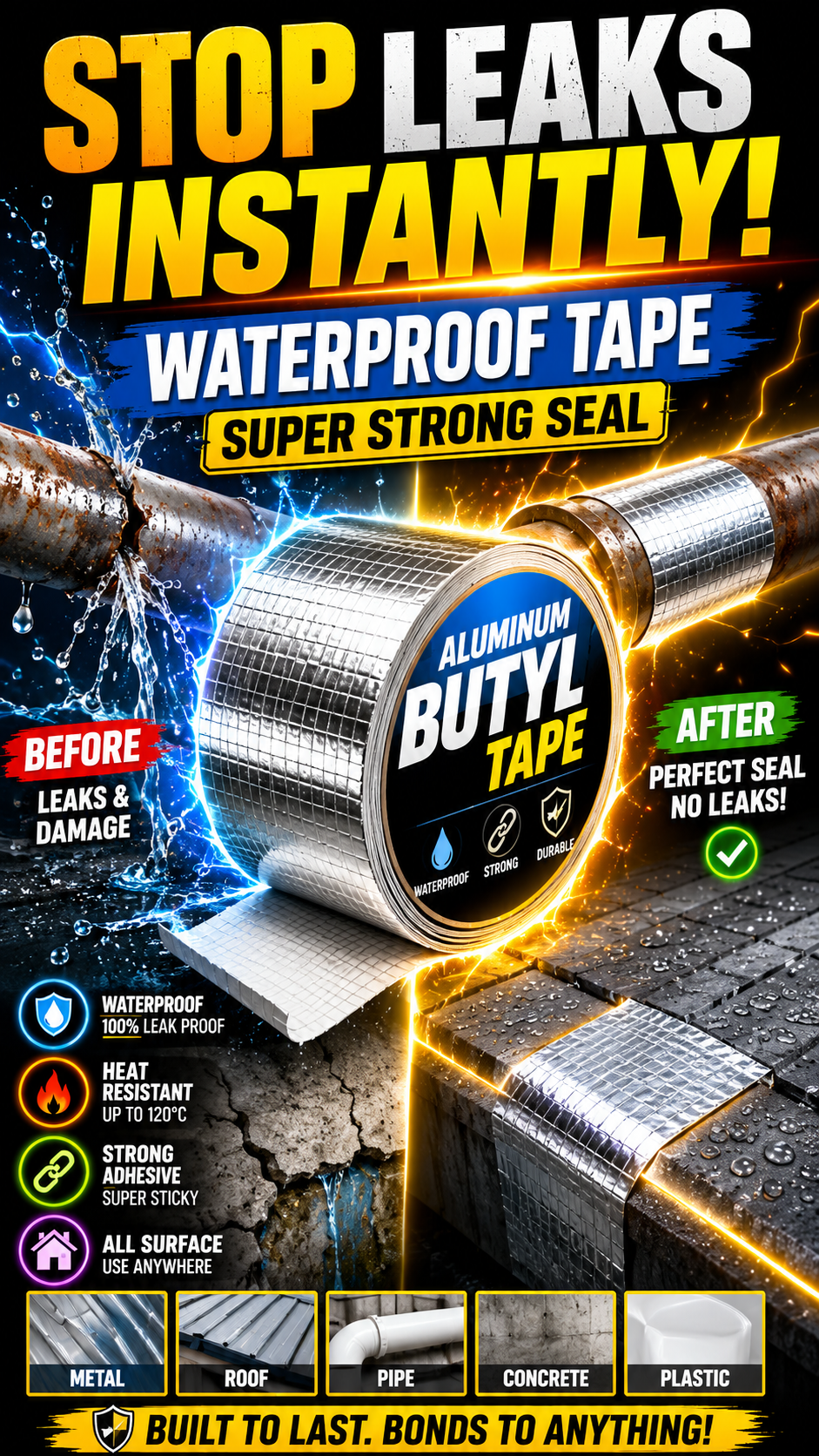 Waterproof Repair Aluminum Butyl Tape