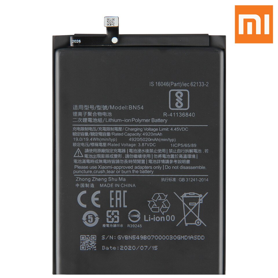 Mi Note 9 5g BM54 Battery 100% Care Original