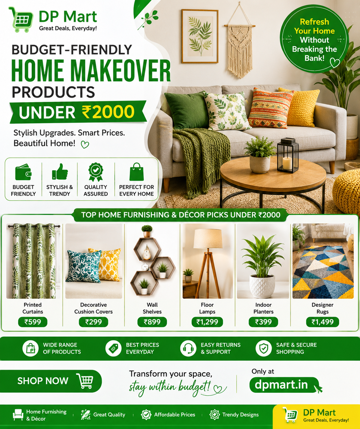 Budget-Friendly Home Makeover Products Under ₹2000