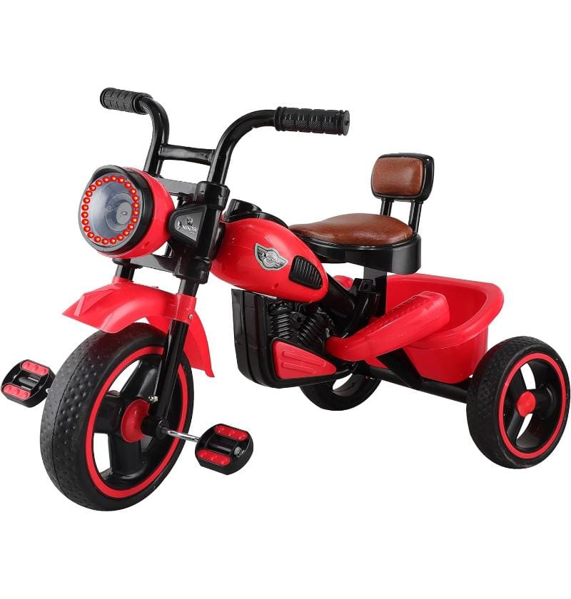 ninja-plug-n-play-durable-kidspedal-baby-tricycle-storage-basket-leather-seat-led-headlight-music-for-18-months-to-5-yearsboysgirls-igloo-ig-12