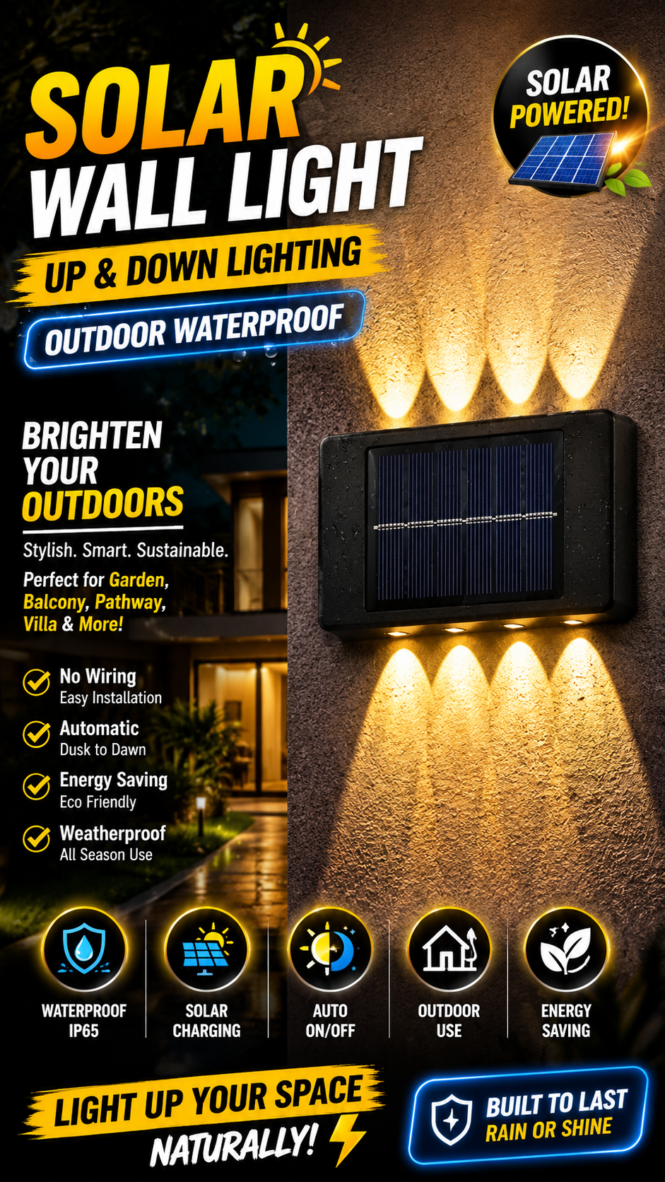 Solar Wall Light Outdoor Up & Down