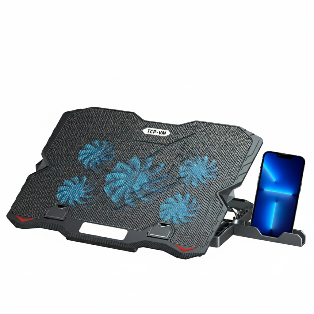 5 Fan Laptop Cooling Pad With Speed Control and Mobile Stand