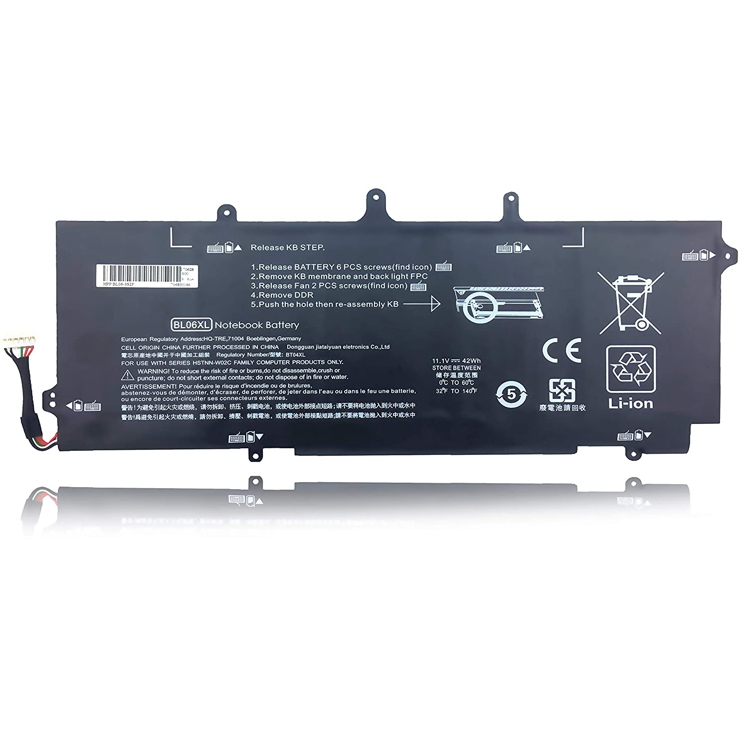 Compatible Battery for HP BL06XL – BL06042XL, EliteBook 1040 G1, 1040 G2 Series Laptops (3100mAh, 6-Cell)
