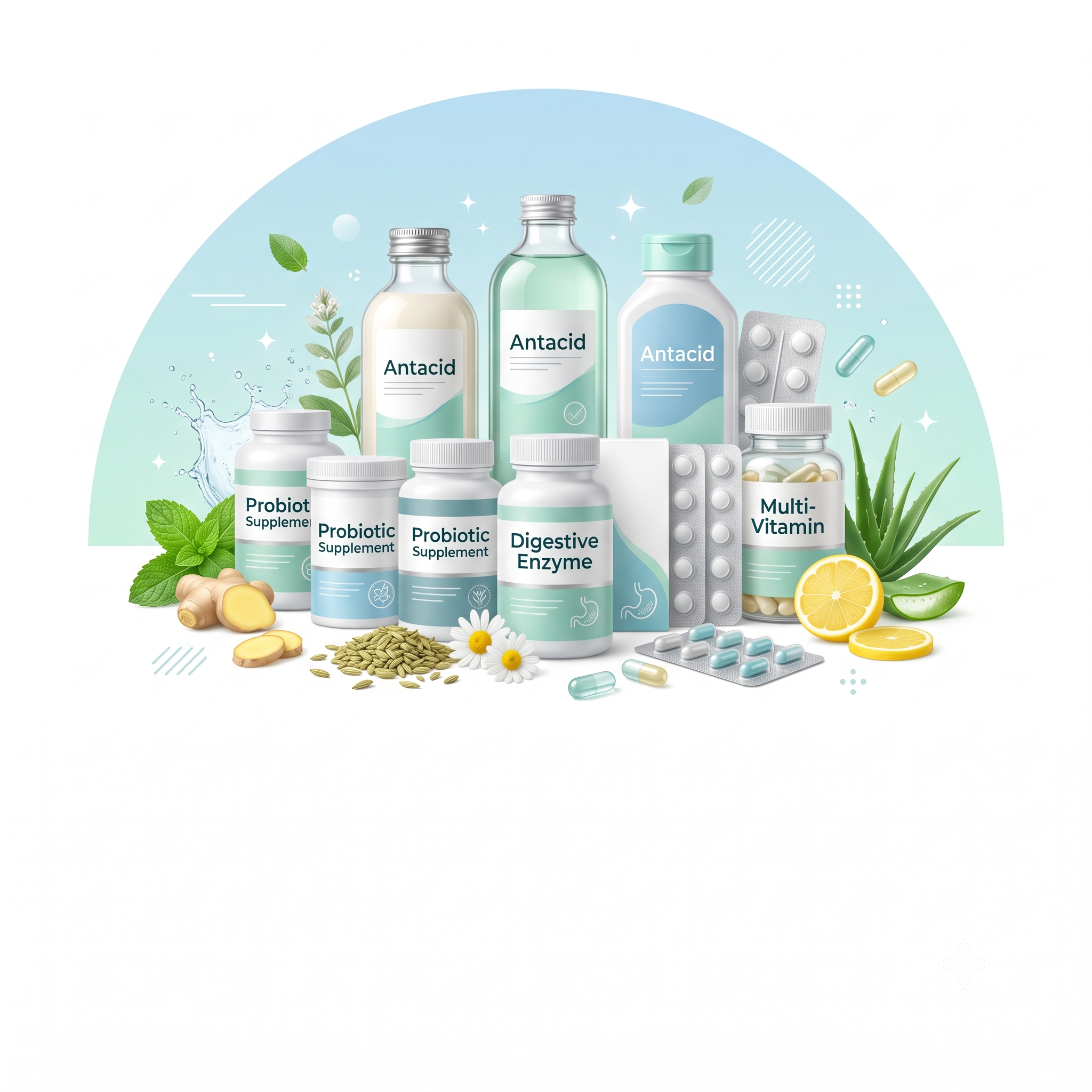 Antacids, Probiotics, Digestive Enzymes